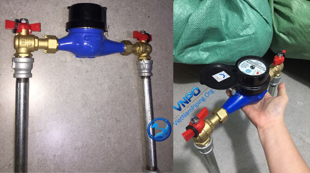 lắp đồng hồ nước với van góc hoàn chỉnh
